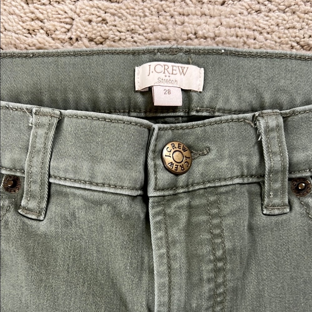 J. Crew High Rise Green Jeans Soft Washed Denim